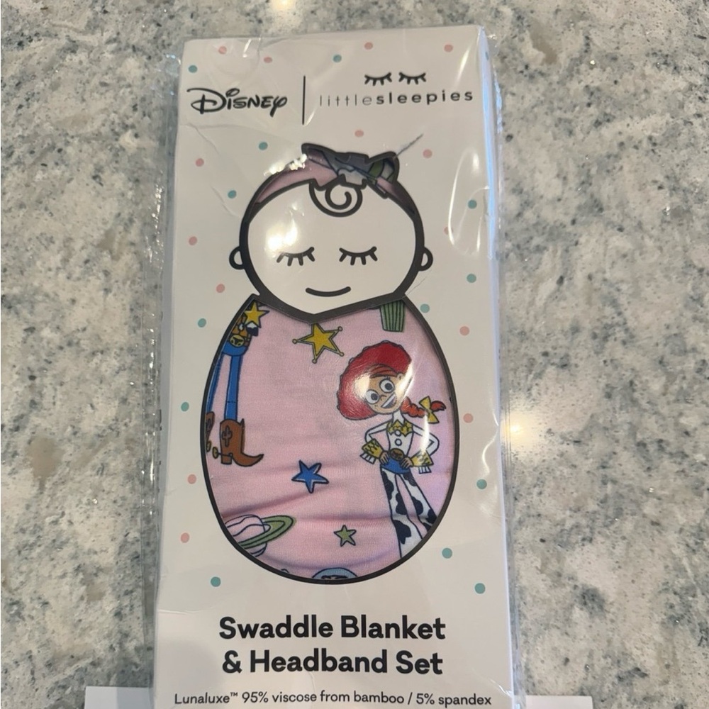 Little Sleepies Pink Toy Story Stars Swaddle Blanket & Headband Set - Pink